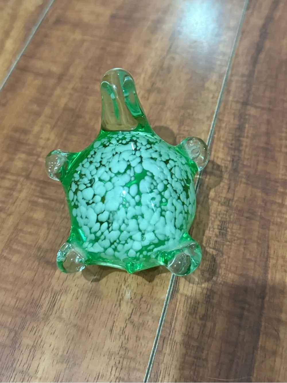 Hand-Blown Glass Turtle Figurine/ paperweight in Green